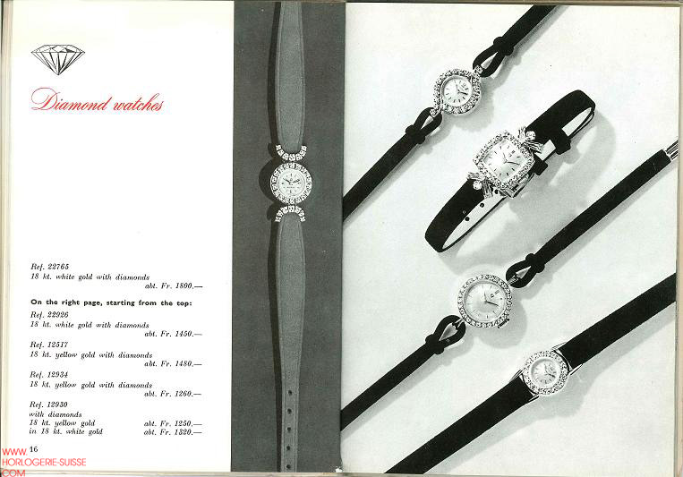 catalogue Omega 1960 montres dames diamants