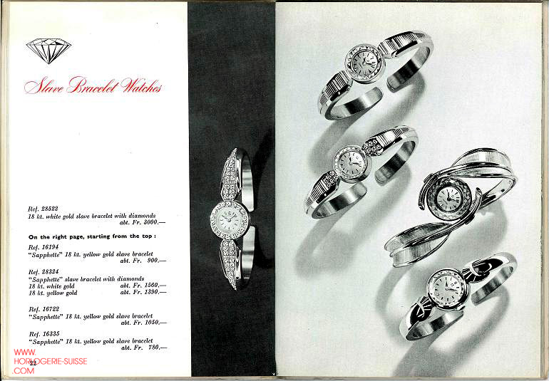 catalogue Omega 1960 montres dames sapphette bracelet diamants