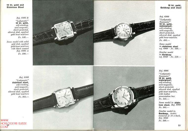 catalogue Omega 1960 montres dames or et acier