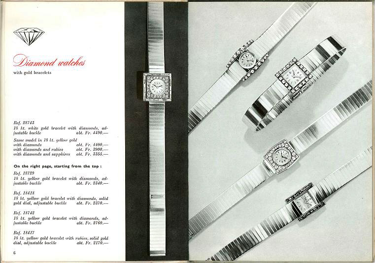 catalogue Omega 1960 montres dames diamonds