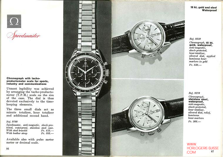 catalogue Omega 1960, speedmaster